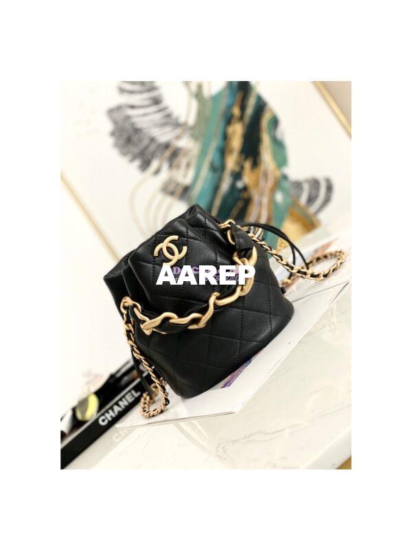 Replica Chanel Small Leather Interwined Drawstring Bag AS2390 Black