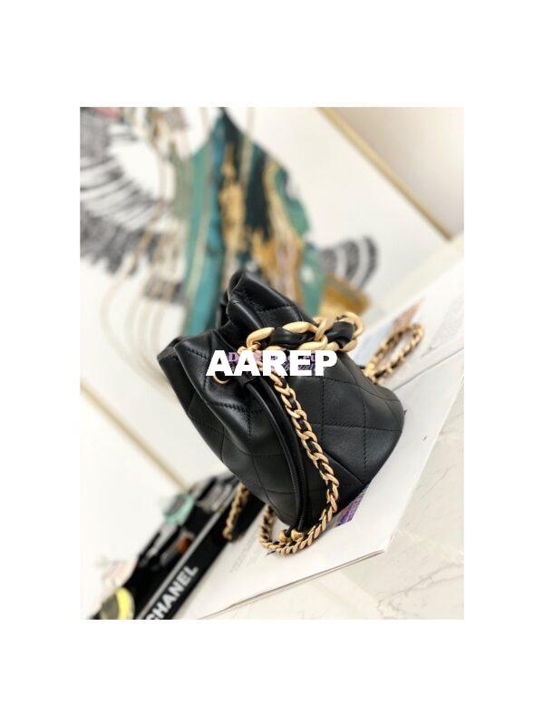 Replica Chanel Small Leather Interwined Drawstring Bag AS2390 Black 2