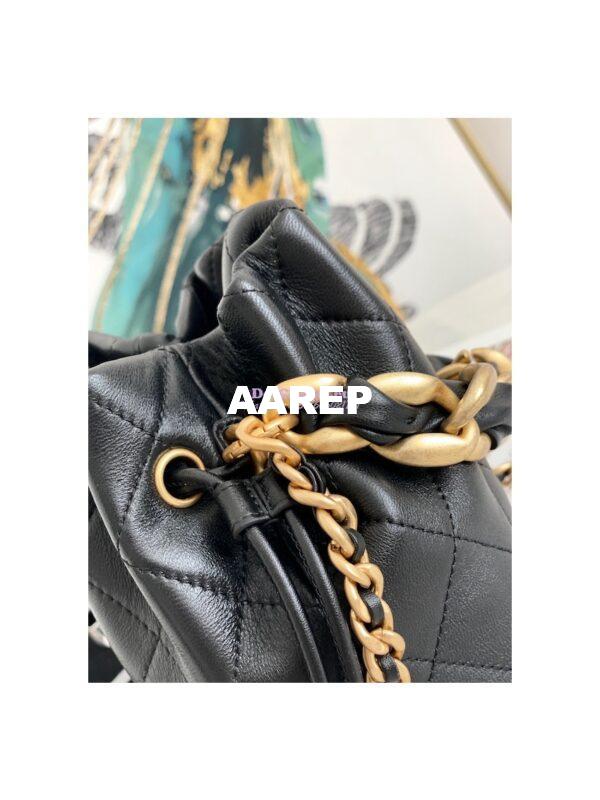 Replica Chanel Small Leather Interwined Drawstring Bag AS2390 Black 3