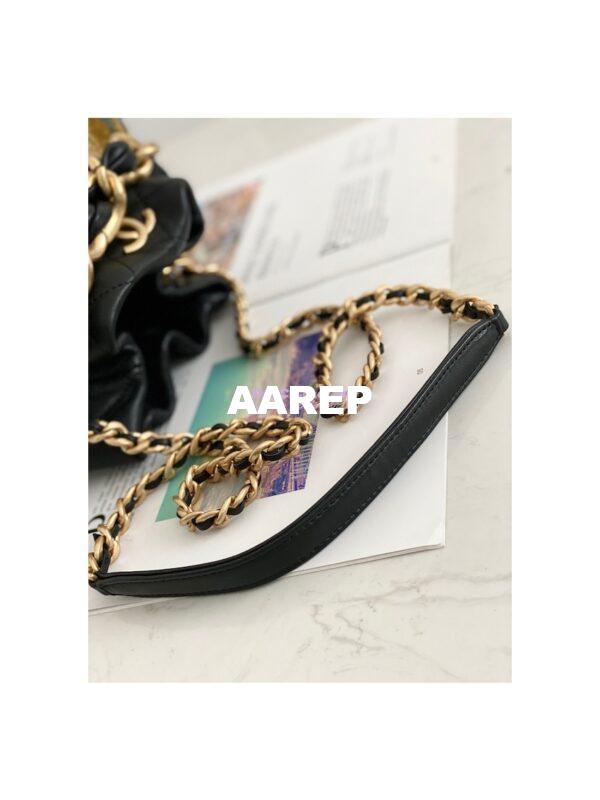 Replica Chanel Small Leather Interwined Drawstring Bag AS2390 Black 6