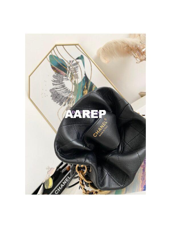 Replica Chanel Small Leather Interwined Drawstring Bag AS2390 Black 8