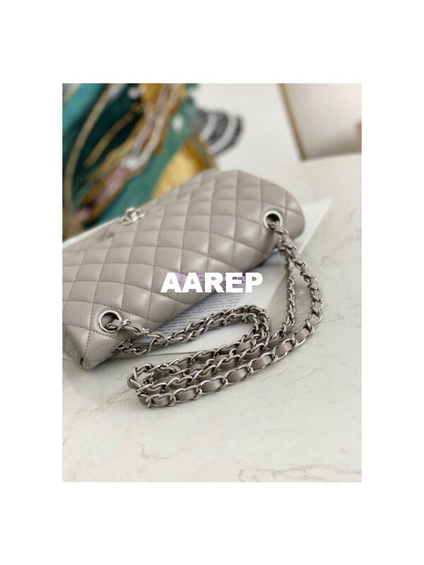 Replica Chanel Medium Classic Double Flap Bag Quilted Lambskin Light Gray 5