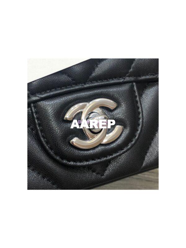 Replica Chanel Chevron Small Classic Flap 20cm in black Lambskin Bag 7