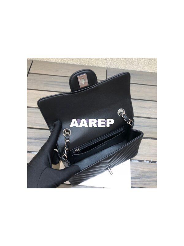 Replica Chanel Chevron Small Classic Flap 20cm in black Lambskin Bag 9