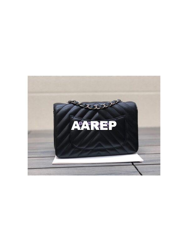 Replica Chanel Chevron Small Classic Flap 20cm in black Lambskin Bag 14