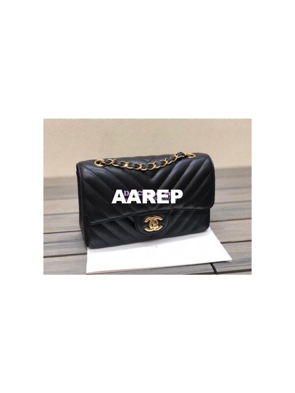 Replica Chanel Chevron Small Classic Flap 20cm in black Lambskin Bag 17