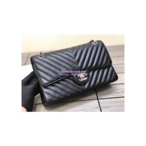Replica Chanel Chevron Classic Flap CF 25cm in black Lambskin Bag 2