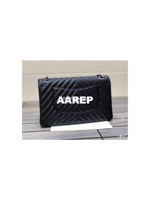 Replica Chanel Chevron Classic Flap CF 25cm in black Lambskin Bag 8
