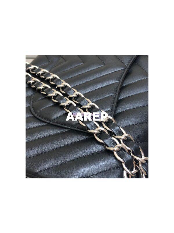 Replica Chanel Chevron Classic Flap CF 25cm in black Lambskin Bag 9