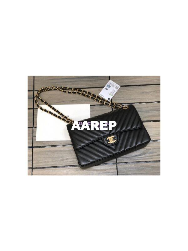 Replica Chanel Chevron Classic Flap CF 25cm in black Lambskin Bag 16