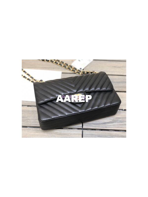 Replica Chanel Chevron Classic Flap CF 25cm in black Lambskin Bag 18