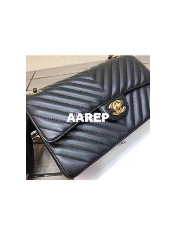 Replica Chanel Chevron Classic Flap CF 25cm in black Lambskin Bag 19