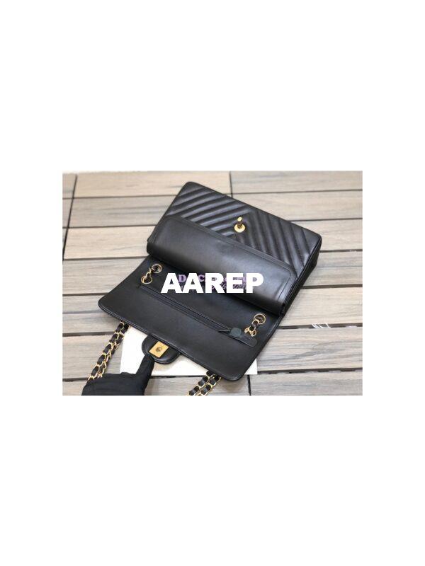 Replica Chanel Chevron Classic Flap CF 25cm in black Lambskin Bag 22