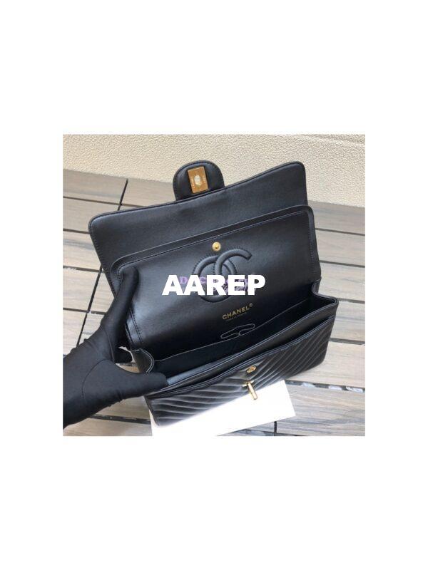 Replica Chanel Chevron Classic Flap CF 25cm in black Lambskin Bag 24