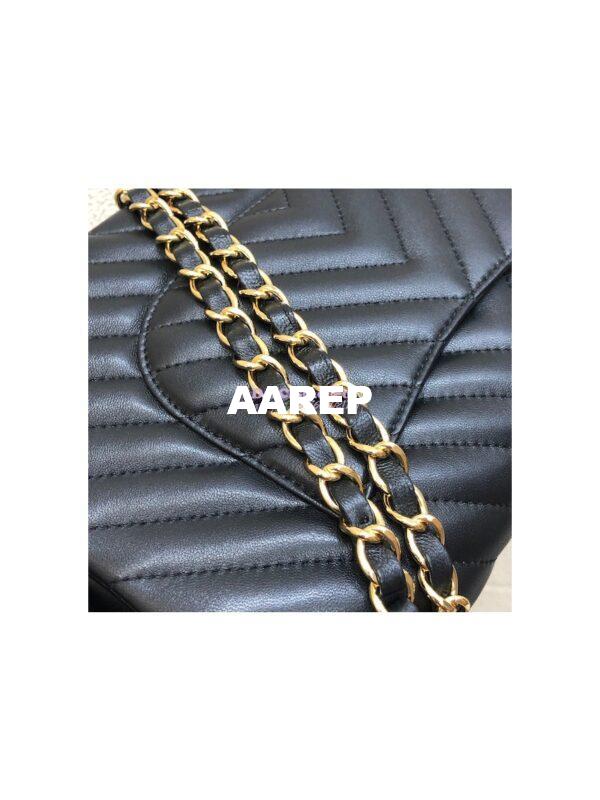 Replica Chanel Chevron Classic Flap CF 25cm in black Lambskin Bag 26