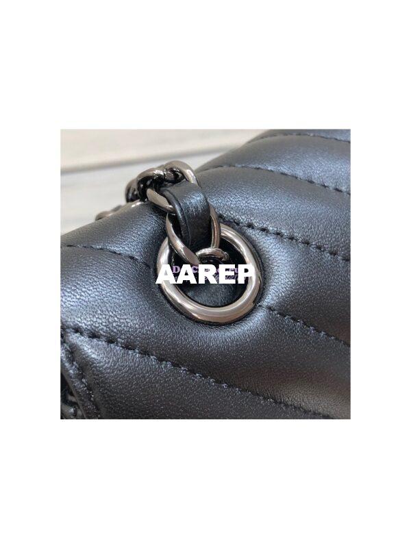 Replica Chanel Chevron Classic Flap CF 25cm in black Lambskin Bag Gun Metal 8