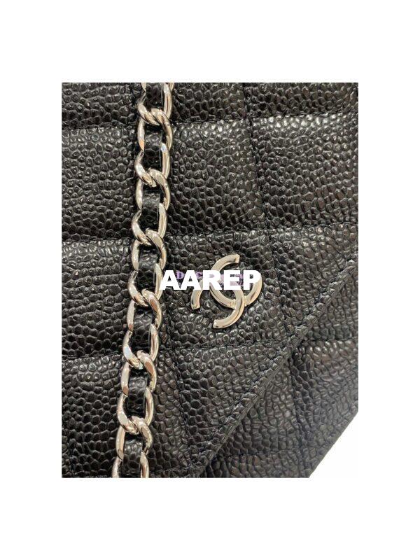Replica Chanel New Magnetic Caviar Wallet On Chain WOC Black Bag in Silver Hardware 33814 5