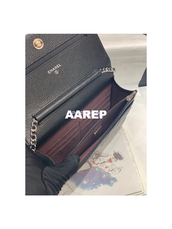 Replica Chanel New Magnetic Caviar Wallet On Chain WOC Black Bag in Silver Hardware 33814 9