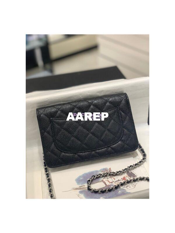 Replica Chanel New Magnetic Caviar Wallet On Chain WOC Black Bag in Silver Hardware 33814 10