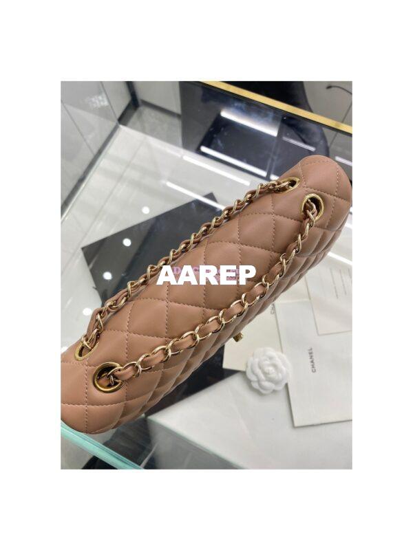Replica Chanel CF 1112 Classic Flap Bag Lambskin in Dark Beige 6
