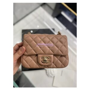 Replica Chanel Mini Classic Flap CF Bag Lambskin 17cm in Dark Beige 2