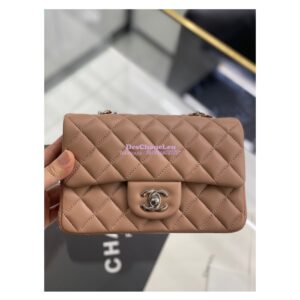 Replica Chanel Quilted Small Classic Flap CF Bag Lambskin 20cm in Dark Beige