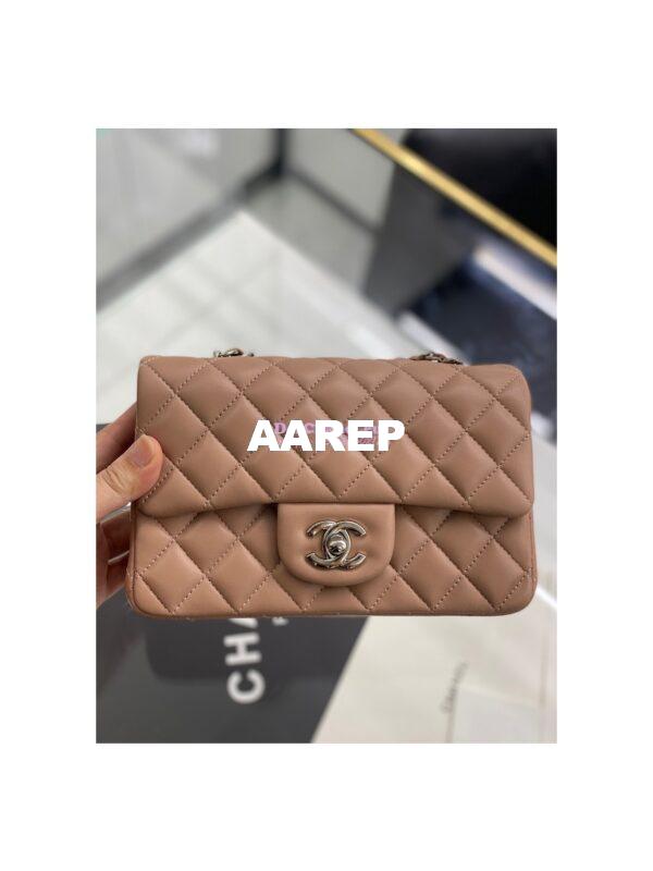 Replica Chanel Quilted Small Classic Flap CF Bag Lambskin 20cm in Dark Beige