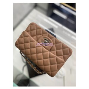 Replica Chanel Quilted Small Classic Flap CF Bag Lambskin 20cm in Dark Beige 2