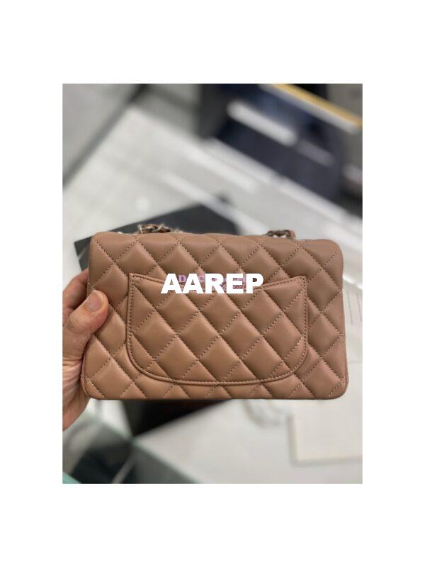 Replica Chanel Quilted Small Classic Flap CF Bag Lambskin 20cm in Dark Beige 6