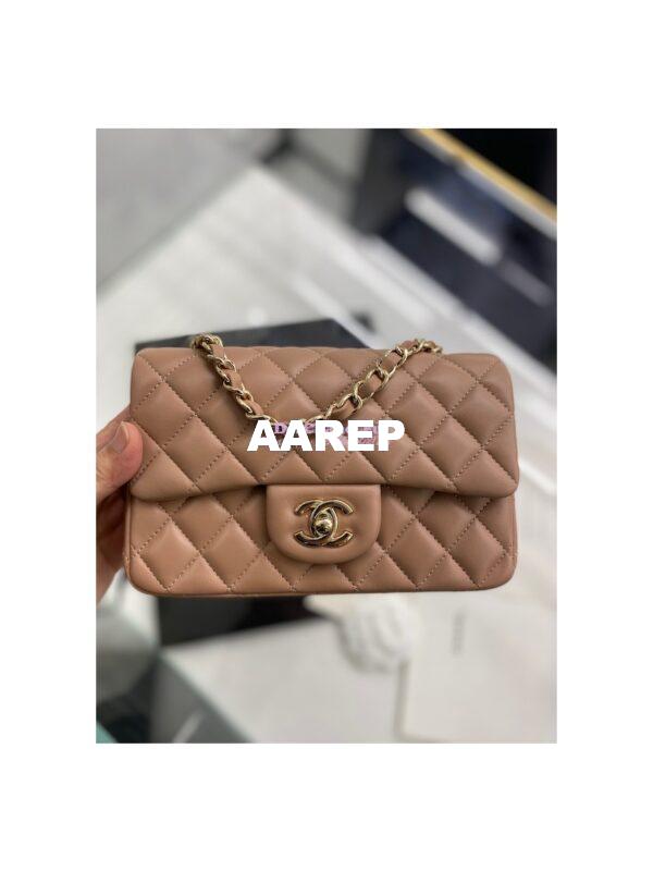Replica Chanel Quilted Small Classic Flap CF Bag Lambskin 20cm in Dark Beige 7