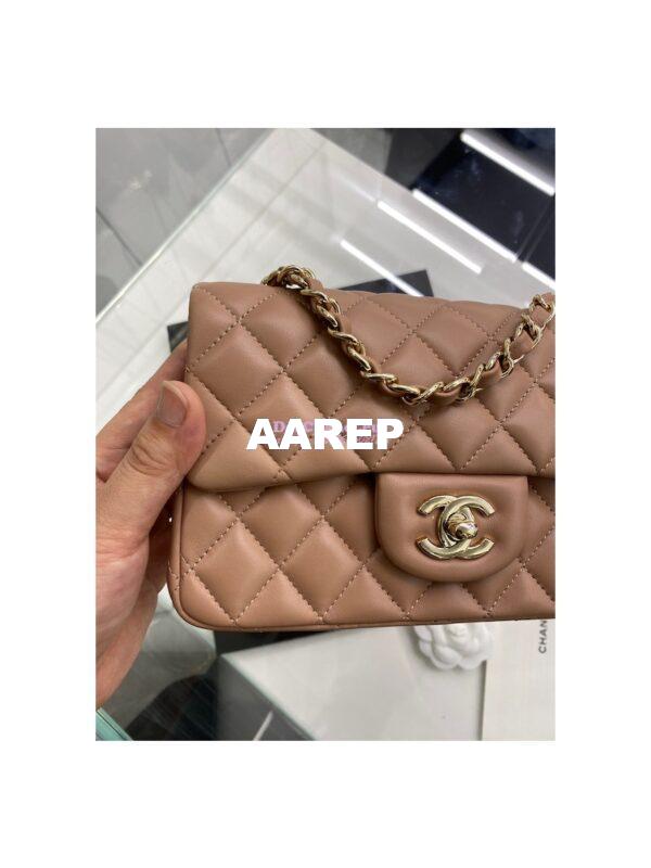 Replica Chanel Quilted Small Classic Flap CF Bag Lambskin 20cm in Dark Beige 9