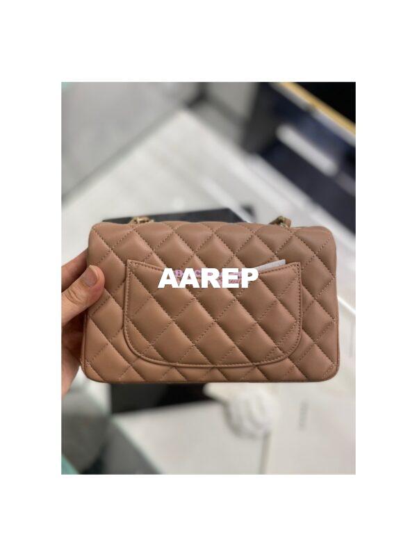 Replica Chanel Quilted Small Classic Flap CF Bag Lambskin 20cm in Dark Beige 11