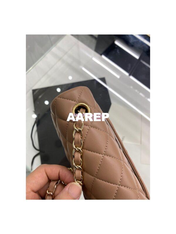 Replica Chanel Quilted Small Classic Flap CF Bag Lambskin 20cm in Dark Beige 12