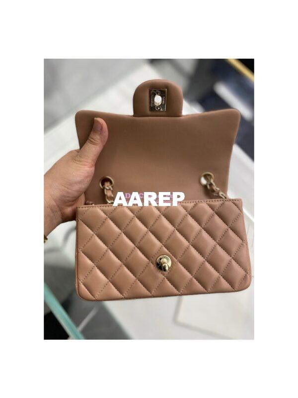 Replica Chanel Quilted Small Classic Flap CF Bag Lambskin 20cm in Dark Beige 13