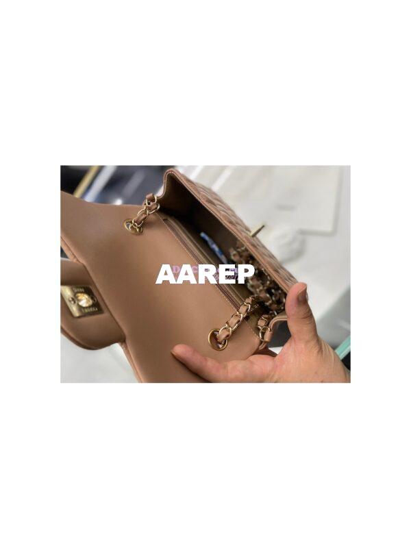 Replica Chanel Quilted Small Classic Flap CF Bag Lambskin 20cm in Dark Beige 14