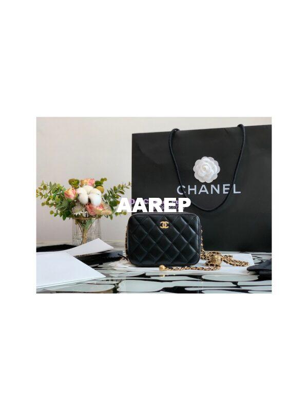 Replica Chanel Charm Strap Camera Lambskin Bag AP2463 Black 3