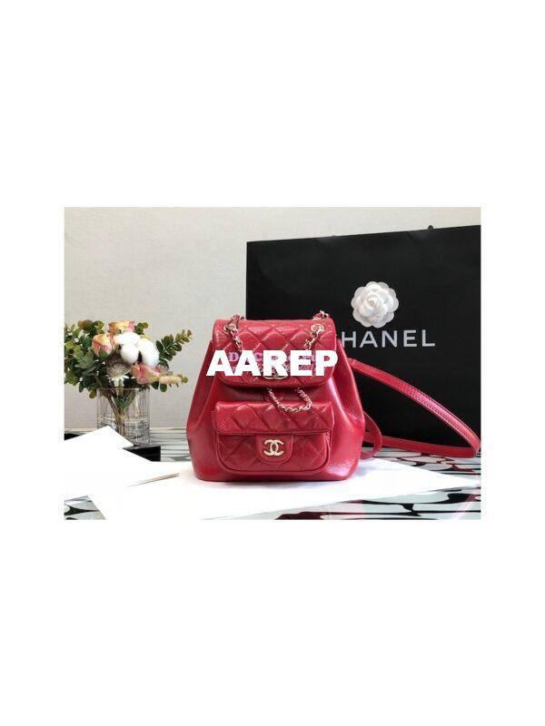 Replica Chanel 22K Mini Duma Backpack in Aged Calfskin AS2908 Red 3