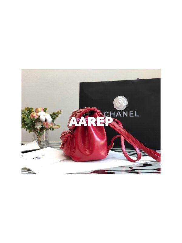 Replica Chanel 22K Mini Duma Backpack in Aged Calfskin AS2908 Red 4
