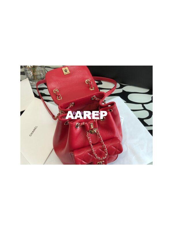 Replica Chanel 22K Mini Duma Backpack in Aged Calfskin AS2908 Red 10