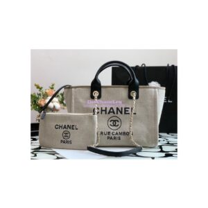 Replica Chanel Large Tote 2 in 1 Mixed Fibers & Woolen Deauville Bag A66941 Black Grey