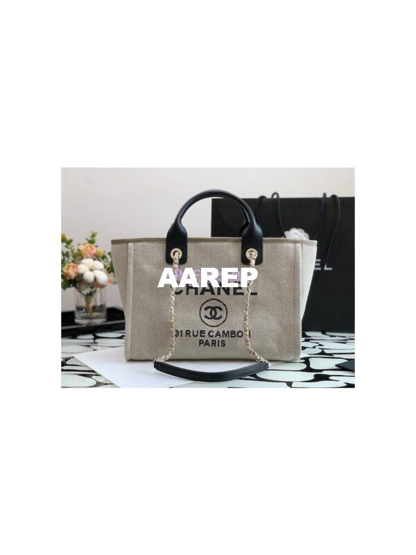 Replica Chanel Large Tote 2 in 1 Mixed Fibers & Woolen Deauville Bag A66941 Black Grey 4