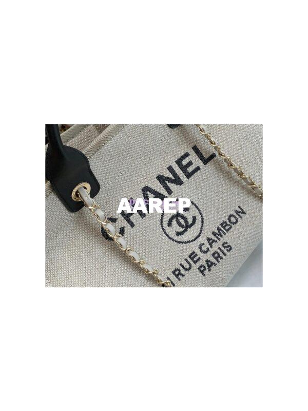 Replica Chanel Large Tote 2 in 1 Mixed Fibers & Woolen Deauville Bag A66941 Black Grey 5