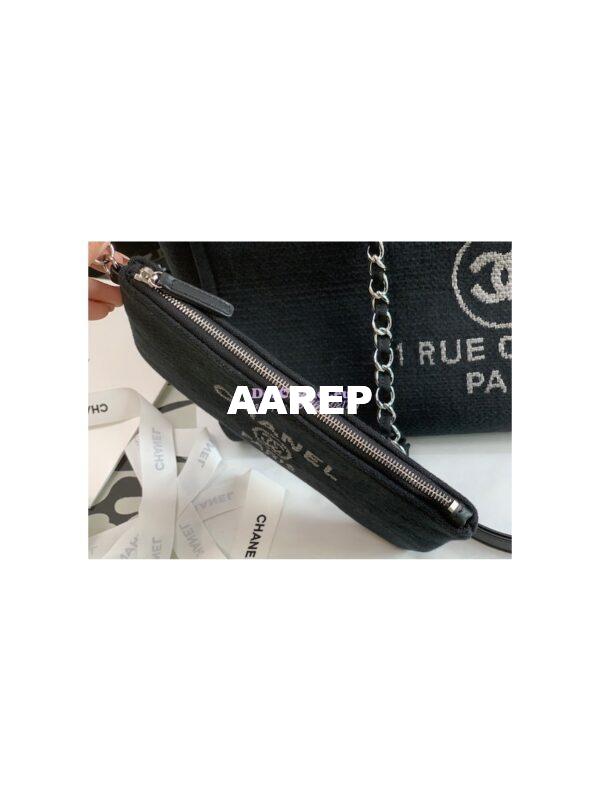 Replica Chanel Large Tote 2 in 1 Mixed Fibers & Woolen Deauville Bag A66941 Black 6
