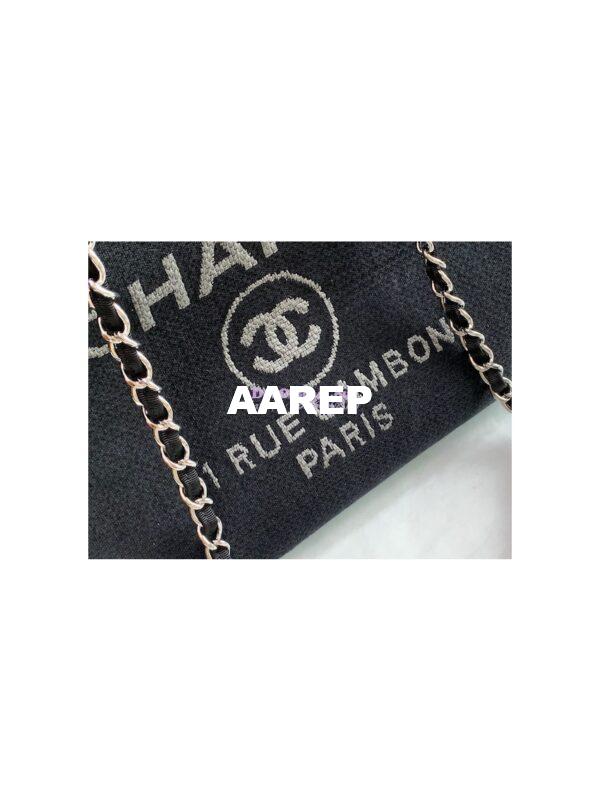 Replica Chanel Large Tote 2 in 1 Mixed Fibers & Woolen Deauville Bag A66941 Black 7