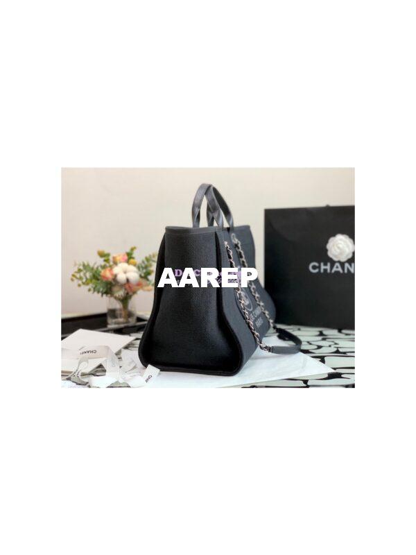 Replica Chanel Large Tote 2 in 1 Mixed Fibers & Woolen Deauville Bag A66941 Black 8