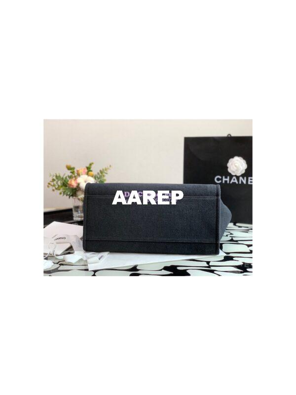 Replica Chanel Large Tote 2 in 1 Mixed Fibers & Woolen Deauville Bag A66941 Black 11