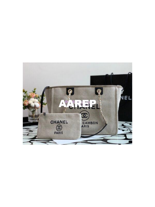 Replica Chanel Small 2 in 1 Mixed Fibers & Woolen Deauville Bag A67001 Black Grey 3