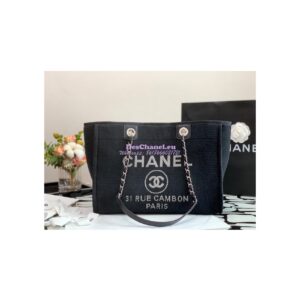 Replica Chanel Small 2 in 1 Mixed Fibers & Woolen Deauville Bag A67001 Black 2