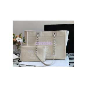 Replica Chanel Small 2 in 1 Mixed Fibers & Woolen Deauville Bag A67001 Beige