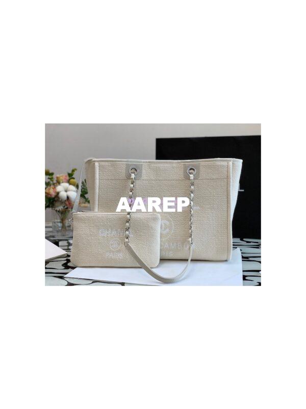 Replica Chanel Small 2 in 1 Mixed Fibers & Woolen Deauville Bag A67001 Beige 3